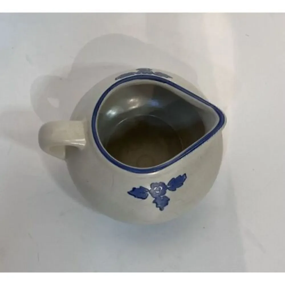 Pfaltsgraf Yorktowne Gravy/Syrup Pitcher Blue Flowers Pottery Stone‎